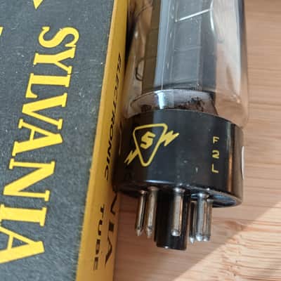 Rare 50's NOS NIB SYLVANIA 5U4GB  5U4 GB BLACK PLATE double SIDE O GETTER ! perfectly balanced and super STRONG.  NEW ! image 9