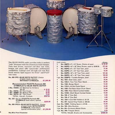 Ludwig Blue Note drum set. VIDEO. Pre serial. COB rims. Full set 12/12/16/18/22/22/5x14/6 & 8” bongos and canister throne image 7
