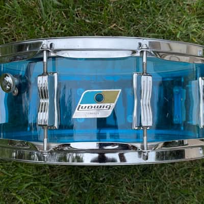 Vintage Ludwig Vistalite 14x5 Blue Acrylic Snare Drum – 1970s (Cracked) image 1