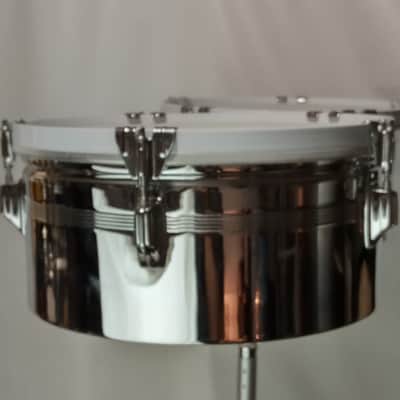 Rogers COB Timbales NOS-OG-Box 6.5"x13/14"+Big R Stand+Cowbell Mount Brass Drums image 6