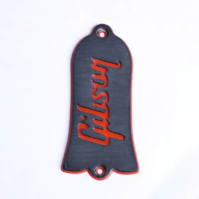 Custom Gibson Les Paul Truss Rod Cover - Gibson Logo (Black & Red) image 3