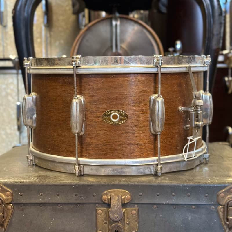 VINTAGE 1960's Slingerland 7x14 Radio King Student Model Snare Drum in Natural Mahogany image 1