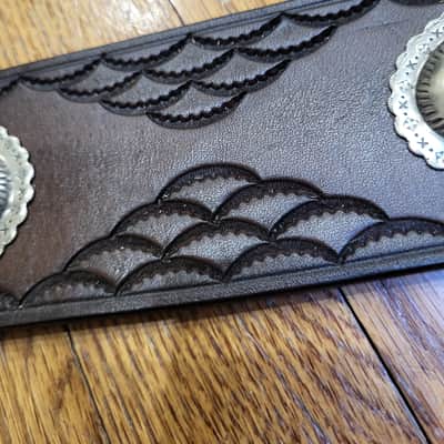 Handmade High Quality Leather and Genuine Silver Guitar Strap New - Brown image 8
