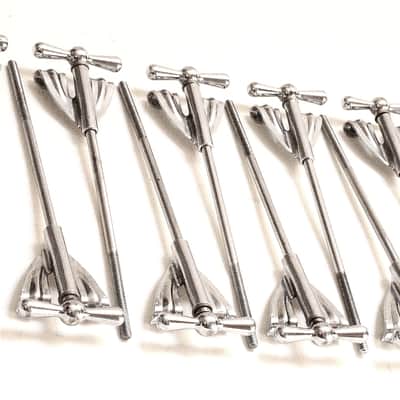 (10) Ludwig Tension Rods (T Rods) & Claws for Pioneer Club Date Bass Drum, Original Brass Washers - 1960s / INSPECTED & TESTED image 6