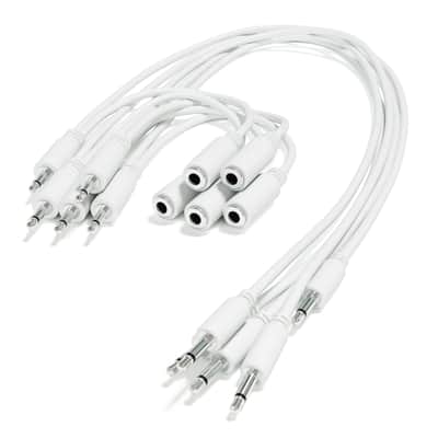 ExcelValley [White | 45 cm - 17.72"] 5-Pack - Hopscotch Mono Splitter Y Patch Cables TS 3.5mm 1/8" Eurorack Synth image 1