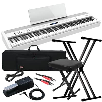 Roland FP-60X Digital Piano - White STAGE ESSENTIALS BUNDLE