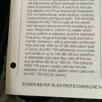 Original owner-Beyerdynamic MC 740N (C) P48 1989 - Matte Black image 2