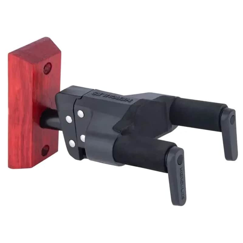 Hercules GSP38WBR PLUS AUTO GRIP SYSTEM (AGS) GUITAR HANGER, WOOD BASE, SHORT ARM - Red/Burgundy image 1