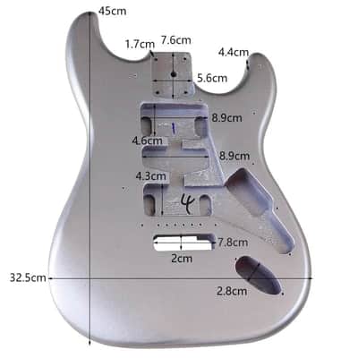 Metallic Silver Finish Guitar Strat Style Body image 3