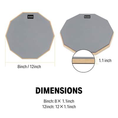 Drum Practice Pad 8 Inches, Silent Practice Drum Pad 2-Sided With Drum Sticks - Gray image 5