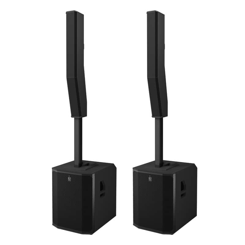 2x EV Electro-Voice EVOLVE 90 Powered Column Speaker Array 18" Sub Pair (Black) image 1