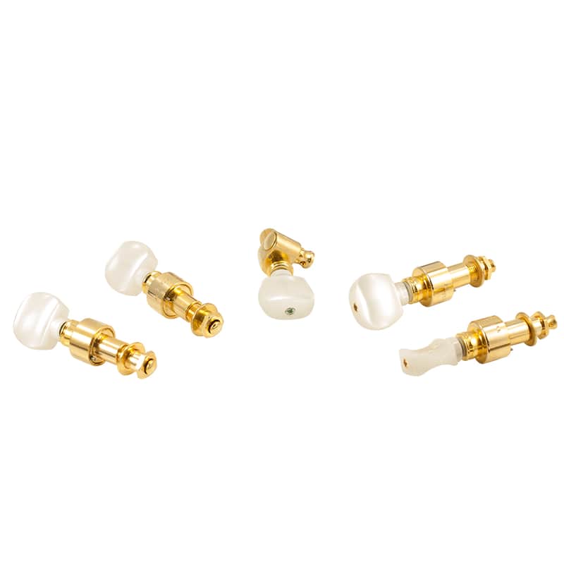 Grover Geared Banjo Pegs (Set of 5) Gold Round Pearloid Buttons image 1
