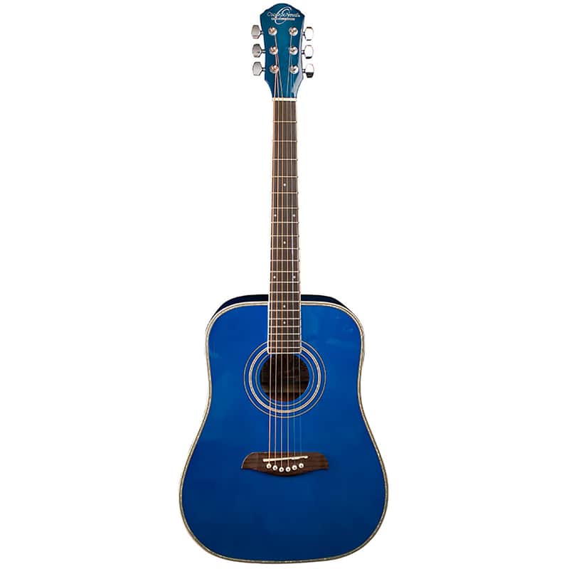 Oscar Schmidt OGHSTBL 1/2 Size Steel-String Acoustic Guitar, Transparent Blue image 1