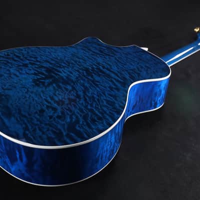 Taylor Custom Shop Grand Auditorium BLACK LABEL Spruce Top Quilt AAA Maple Back & Sides with Hardcase Transparent Blue 093 image 8