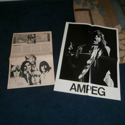 Vintage 1973 Ampeg Plug Newspaper w/ Original Mick Jagger Rolling Stones Poster! image 1