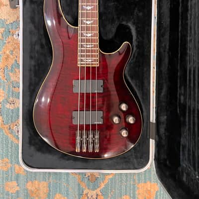 Schecter C-4 Deluxe Active 4-String Bass 2010s - Crimson Red Burst image 9