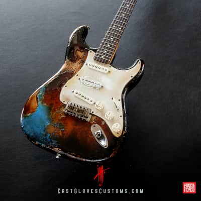 Fender Stratocaster Sunburst Paisley/Pelham Blue Heavy Relic by East Gloves Customs image 1