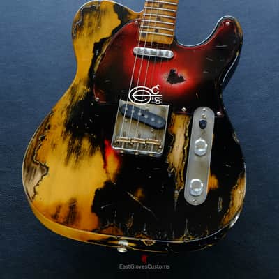 Fender American Vintage '52 Reissue Telecaster Black over Butterscotch Heavy Aged Relic image 6