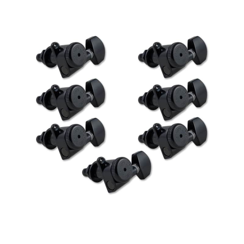 Hipshot 7-6ELOBT Closed Gear Grip-Lock Tuning Machines Black for 7-String In-Line Treble Side - Reverse Headstock image 1