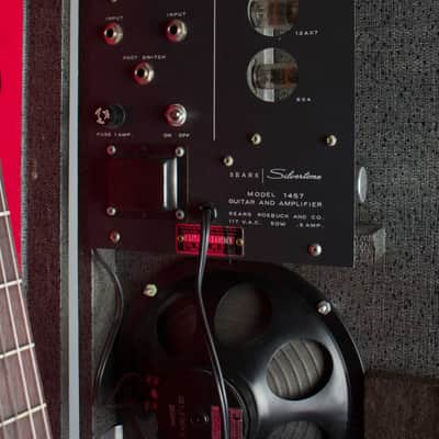 Silvertone Model 1457 Amp-In-Case Semi-Hollow Body Electric Guitar,  made by Danelectro,  c. 1964. image 4