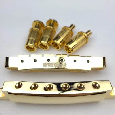 Wilkinson WOGT1 & WOGB2 Tune-O-Matic Bridge for LP Guitar (Bridge & Tailpiece) - Gold (Fast Free US Shipping!) image 4