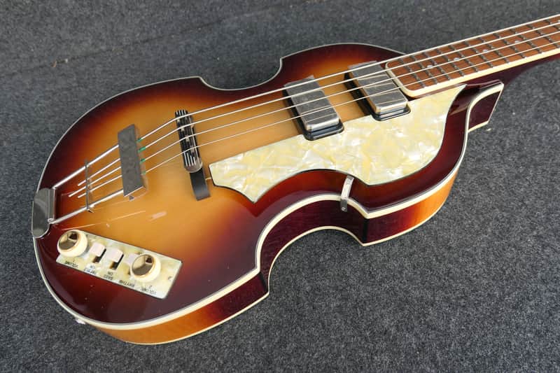 Hofner HCT-500/1-CV Cavern Custom Conversion Beatle Bass Brown burst Tea Cups Cream Switches & Hard Case image 1
