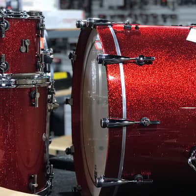 Sonor SQ2 Drum Kit Shell Pack Red Sparkle Lacquer 13/16/24 Vintage Maple Shells, Auth Dealer+Ship image 6