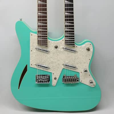 Eastwood SURFCASTER 12/6 Bound Tone-Chambered Mahogany Body Double Neck Electric Guitar w/Hard Case image 4