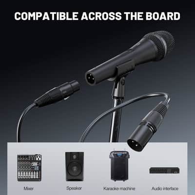 Vocal Microphone, Supercardioid Dynamic Mic with 16.4 ft XLR Cable, Mic Clip, Storage Bag, Wired Handheld Microphone for Singing, Stage, Studio, Karaoke image 2