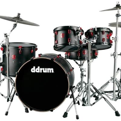 ddrum Hybrid 5 Kit 5-piece Acoustic/Electric Drum Set - Black with Red Hardware image 2