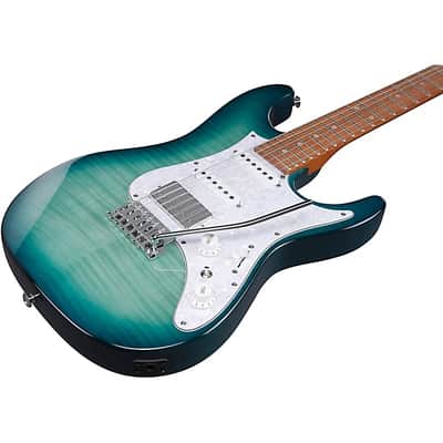 Mint Ibanez AZ22S1 Standard Electric Guitar - Transparent Turquoise Burst image 3