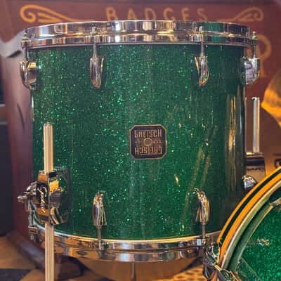 USED 1990's Gretsch USA Custom Square Badge Drum Set in Green Sparkle image 5