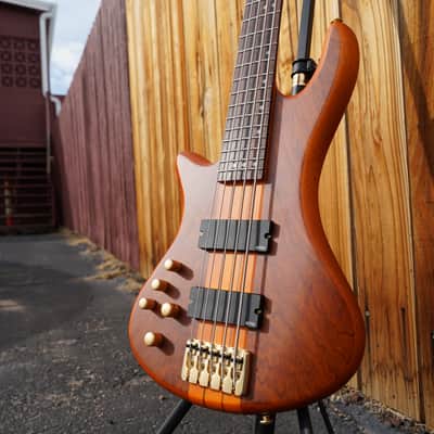 Schecter DIAMOND SERIES Stiletto Studio-5 Honey Satin Left Handed 5-String Electric Bass Guitar 2022 image 5
