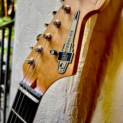 Waterslide Guitars Offset Trans Sonic Blue, Mojo Dual Foil Pickups, Descendant Vibrato, Staytrem image 3