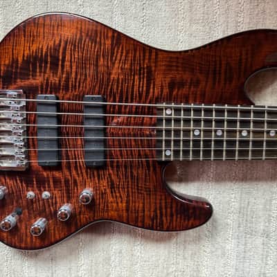 Curbow Custom 6 String Jazz Bass 2005 - Flame Maple image 2