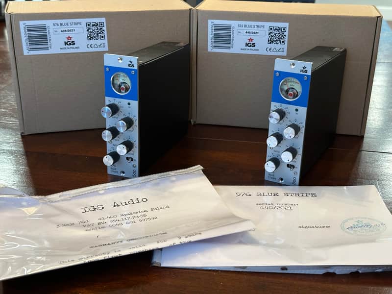 PAIR IGS Audio 576 Blue Stripe 500 Series FET Compressor Modules - Consecutive Serial Numbers! image 1