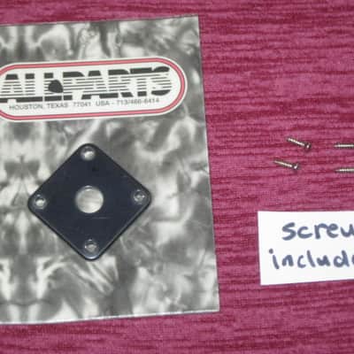 new in package Allparts AP-0633-023 Black Plastic Square Jackplate for Les Paul (this item is packaged by the manufacturer WITHOUT the screws - but I AM including screws), Allparts AP-0633-023 Black Plastic Square Jack Plate image 1