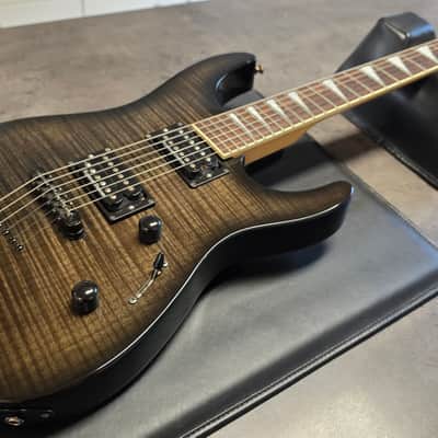 Jackson DINKY DK2 MIJ PRO SERIES Japan Translucent Black AAA Flame Top String-Through MJ Japanese Super Strat HH 2 USA Seymour Duncan Humbucker Fender Era image 2