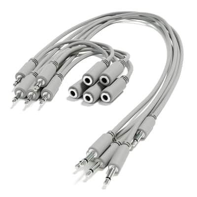 ExcelValley [Grey | 15 cm - 5.91"] 5-Pack - Hopscotch Mono Splitter Y Patch Cables TS 3.5mm 1/8" Eurorack Synth image 1