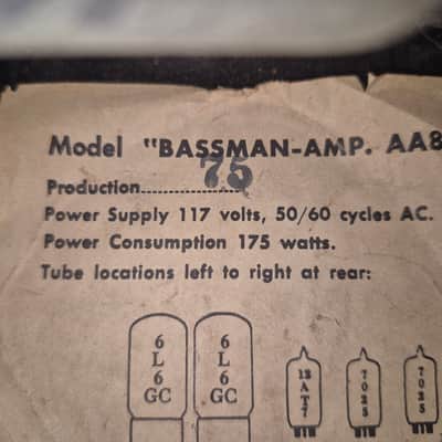1964 Fender Bassman AA864 2-Channel 50-Watt Guitar Amp Head image 11