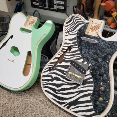 Custom Designed & Crafted - Surf Green Tele Thinline style/African Turquoise Stones - RSG Serial #058 2024 image 15