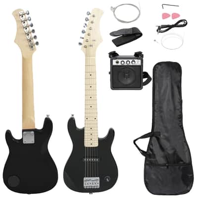 Accessories Pack Black Kids Beginner Guitar With Amp Case 30" Electric Guitar image 2