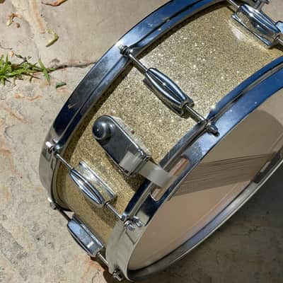 1960's MIJ 14" Gold/Silver Sparkle 5.5x14 Snare Drum Del Rey St. George image 10