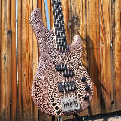G&L USA Custom Shop LB-100 Sunset Coral Andromeda Crackle 4-String Electric Bass Guitar w/ Black Tolex Case (2025) image 5
