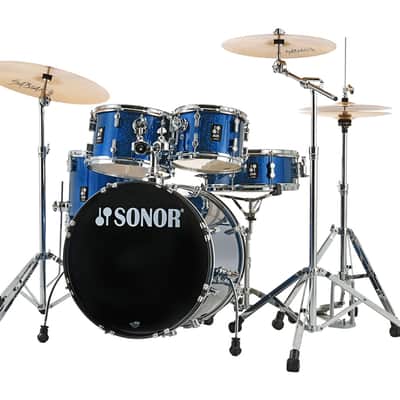 Sonor AQX Studio Drum Set w/ Hardware & Cymbals - Blue Ocean Sparkle image 3