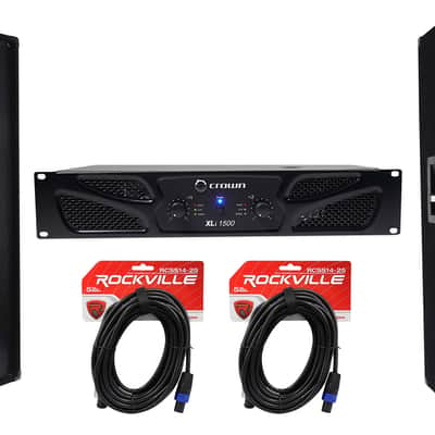 Crown Pro XLi1500 900w 2 Ch DJ/PA Power Amplifier+Dual 15” 3-Way 8-Ohm Speakers image 1