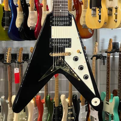 Epiphone   Korina Flying V 7 Corde Black + Invader + Gibson Wiring image 1