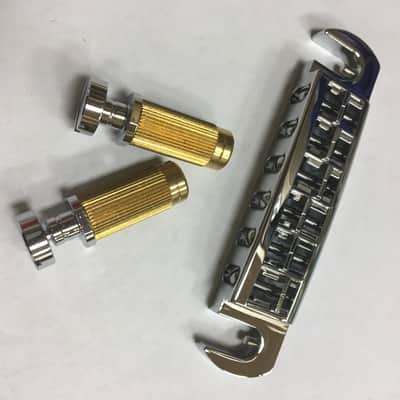 TonePros AVT2G Wraparound Bridge/Tailpiece with Locking Studs for Gibson, Chrome OPEN BOX image 1