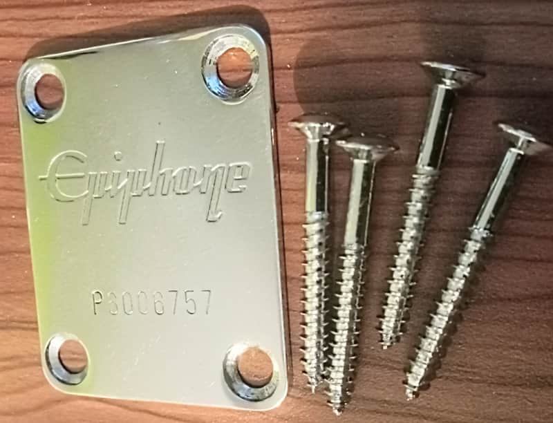 Epiphone P Serial Number Guitar Neck Plate 2000s Chrome Peerless Factory Korea Les Paul SG Junior image 1
