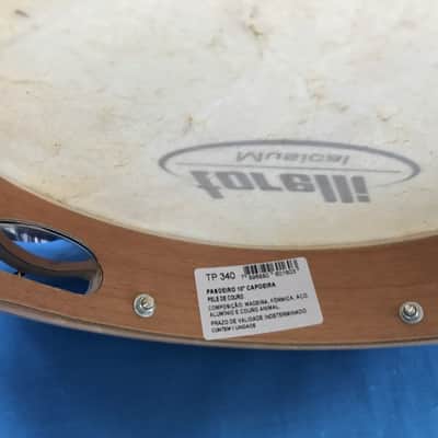 10" Torelli Professional Capoeira Pandeiro Tambourine  Natural Goat Leather Head Light Wood Body image 2